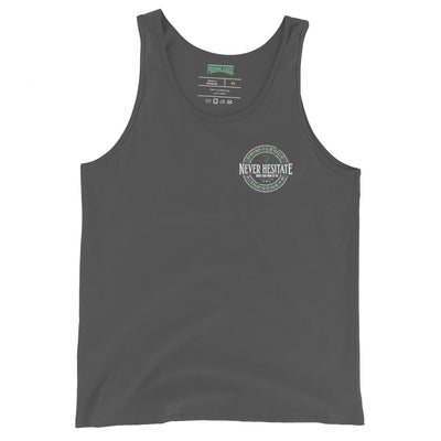 Never Hesitate Round Crest Asphalt Tank Top